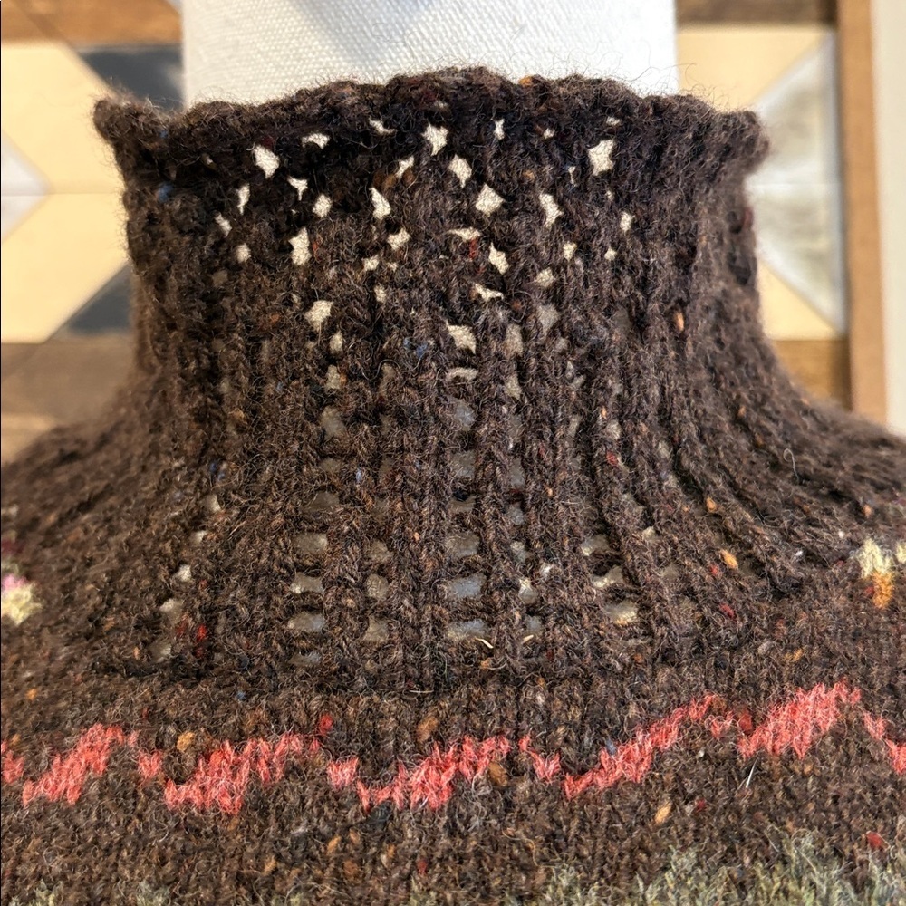 Vintage Ralph Lauren Blue Label Brown Fair Isle Hand Knit Sleeveless Sweater M - Picture 4 of 13